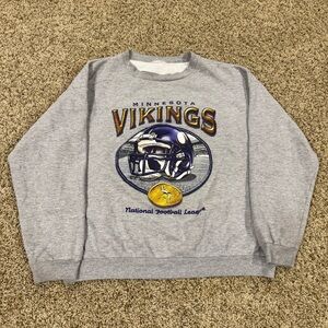 Vintage Minnesota Vikings NFL Big 90s Retro Style Graphic Crewneck Cut Tag